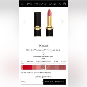 NEW PAT MCGRATH LABS MatteTrance™ Lipstick color  CHRISTY (DIVINE BEIGE PEACH)